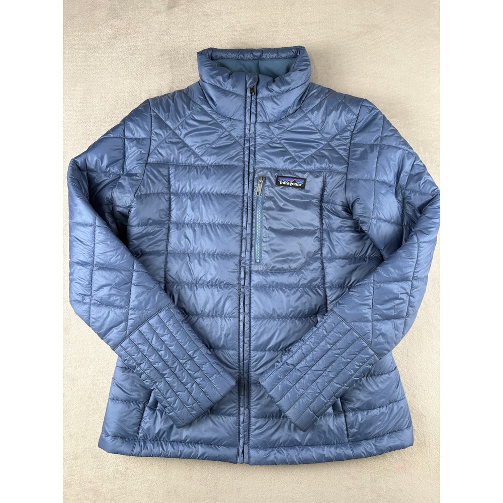 Patagonia Nano Puff Jacket Womens Small Blue Grey Quilted Full Zip Puffer